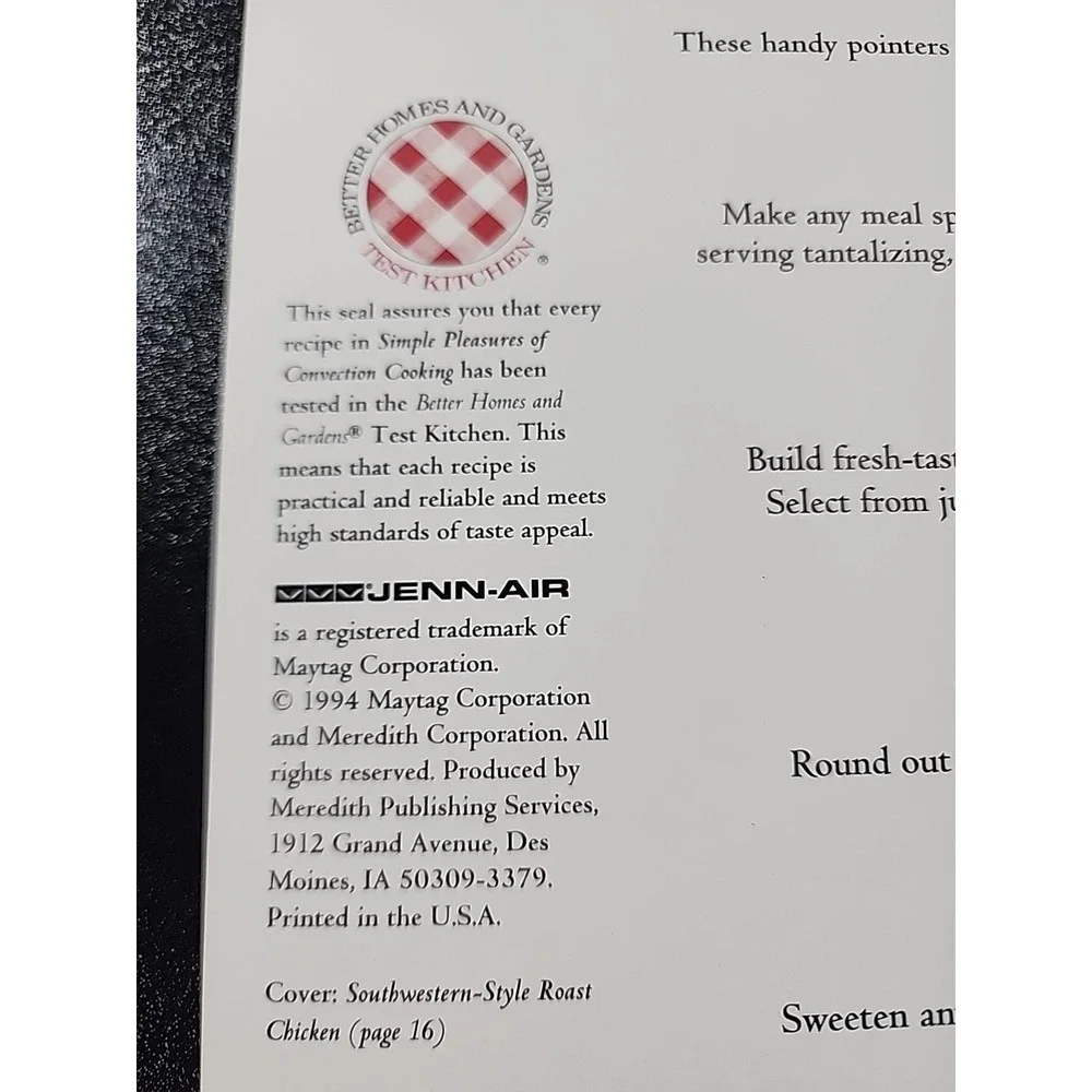Vintage Jenn-Air Simple‎ Pleasures of Convection Cooking- 1994